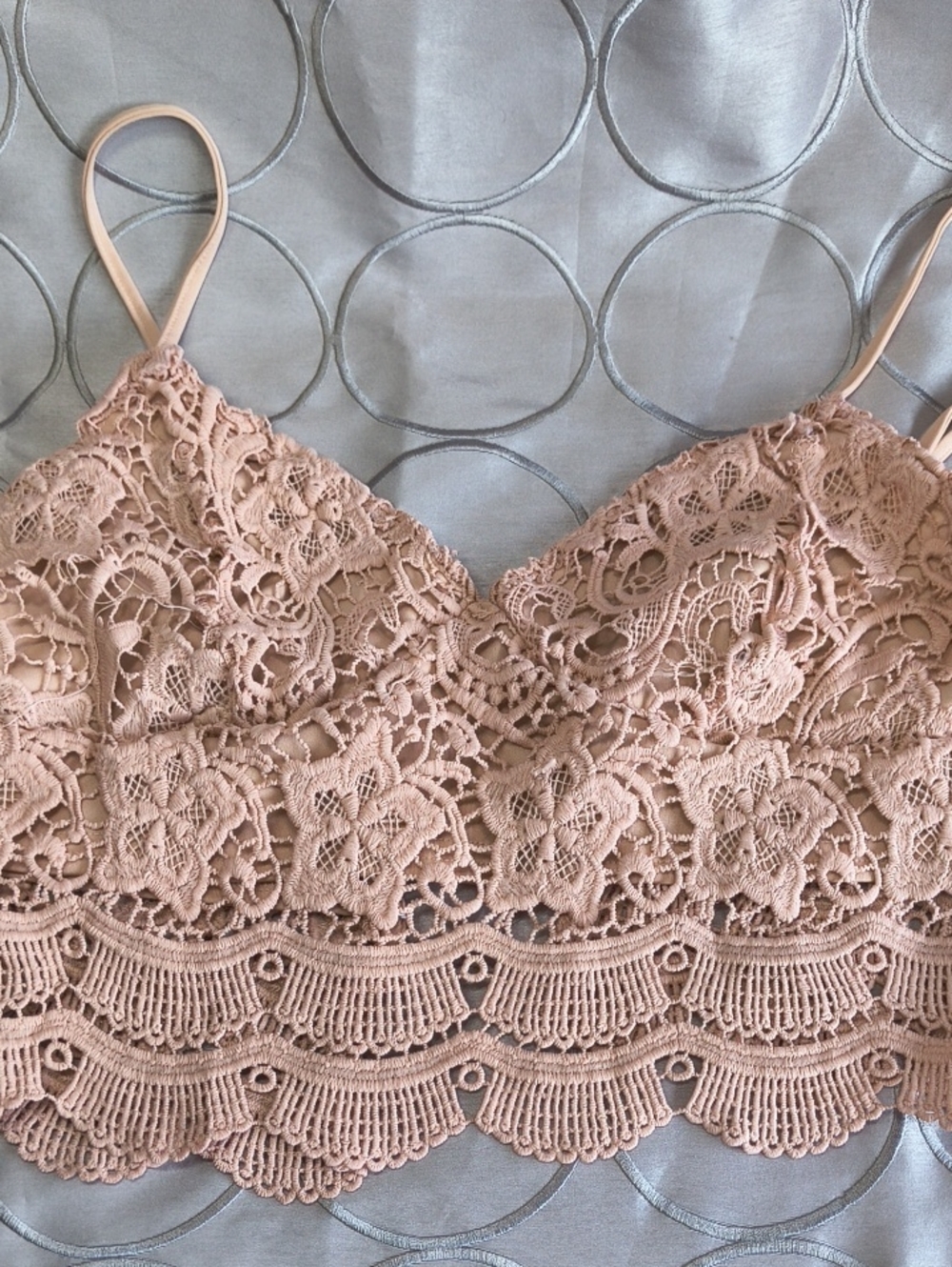 Kendall & Kylie Blush Lace Crochet Cami Top Size S AF